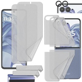 TUFF STONE [2SET 9PCS] [Anti-Glare (matte) TPU film 2set 8pcs][1 Tempered Glass Lens protector] with Hinge Protector for Moto Razr Plus 2025 5G Scratch Resistant [Perfect Fit for foldable Screen]