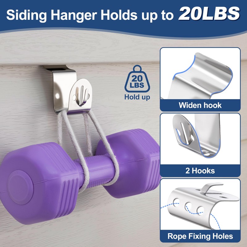 ANDGOO Vinyl Siding Hooks Heavy Duty, 8 Pack Stainless Siding