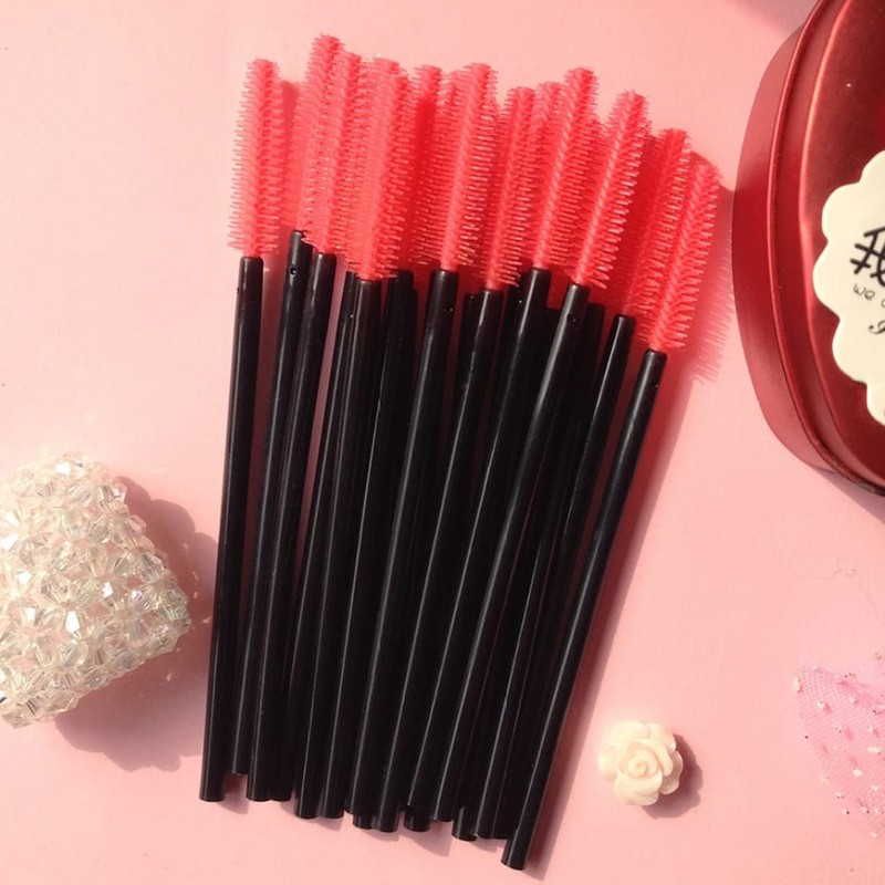 50 piezas/paquete de cepillos desechables de silicona para pestañas, varitas