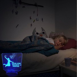 oceanwidetec Basketball 3D Illusion Night Light Inspirational Words Poster Multi-Colored Bedside 3D Desk Lamp for Store Bedroom Office Decoration or Christmas Birthday Gifts for boy Men