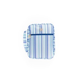 Mary Square Simply Striped Polyester 10.5 x 8 Inch Blue and White Zip Close Bible or Book Cover