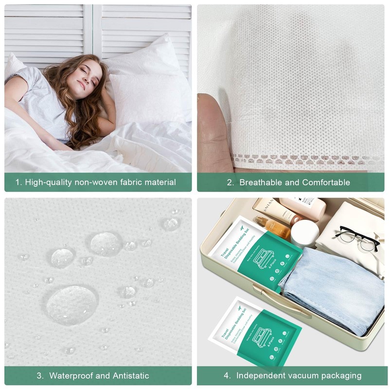 Breenhill 4 Pack Disposable Bed Sheets - Queen Size with