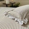 NSNLGSGC Tan Ruffled Plaid Gingham Queen Size Pillow Shams 20"x30",