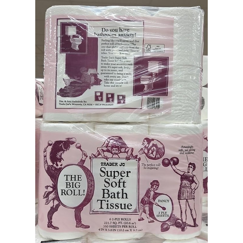 Trader Joe Super Soft Bath Tissue 6 Big Rolls 2-PLY