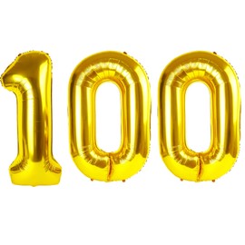 40 Inch Gold Balloon Number 100 Balloon,Jumbo Mylar Foil Helium Balloon for 100 Birthday Digital Balloons for Birthday Party,Wedding Anniversary Party Decorations