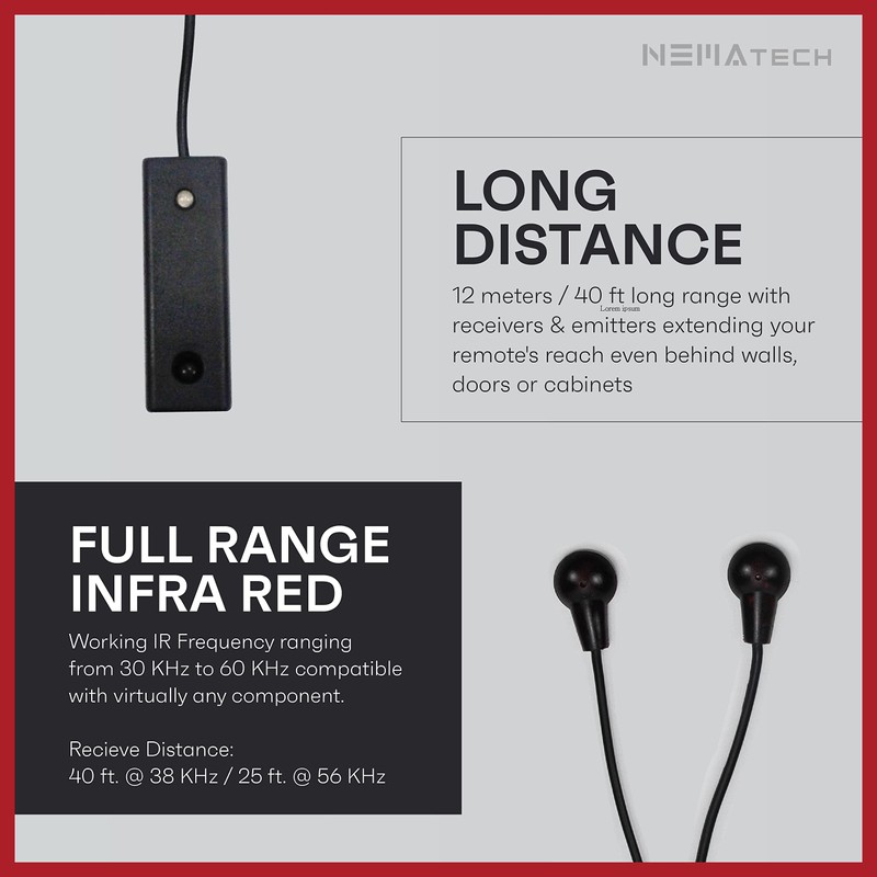 NemaTech Premium Remote Control IR Repeater/Extender (2 Port - Dual