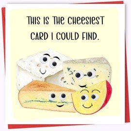 Printperfect - Funny Birthday Cards For Women Or Men - "This Is The Cheesiest Card I Could Find" - Rude Greeting Cards For Her or Him - For Sister Brother Bestie Friend Workmate - Joke Birthday Card