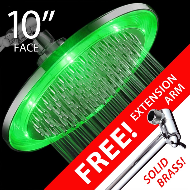 HotelSpa Giant 10" Rainfall Color-Changing LED Shower Head and FREE