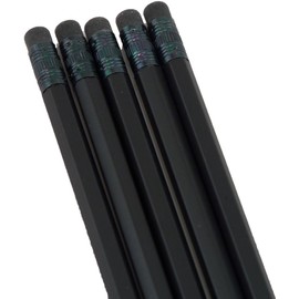 Hex Pencils (Full Size Hex Pencil with #2 Lead Available in a Variety of Colors) (Tested Non Toxic) (Latex Free Eraser) (Classroom Pencils) (Bulk Box of 144) (Matte Black)