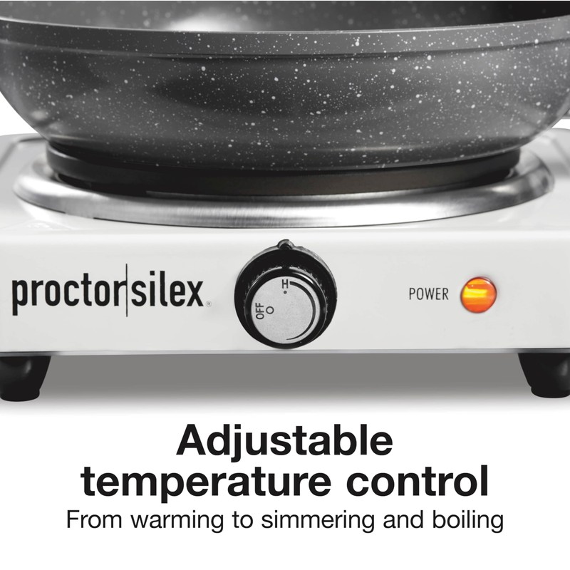 Proctor Silex Portable Electric Stove, Cast Iron Single Burner Cooktop,