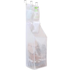 ALYER Multi-Scene Suitable Hanging Mesh Laundry Basket,Behind The Door Storage Organizer for Laundry,RV,Dorm,Bathroom,Bedroom,Pantry, Nursery,Kitchen,White