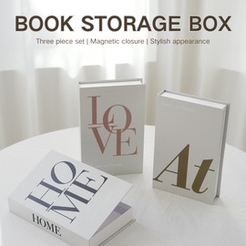 SUQ 3 pieces decorative book box, magnetic opening decorative books, fashion decorative book, fashion design book set, alphabet