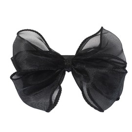 HAIRBOWS Girls' Organza with Trimmed Edge Bow with a Knot Wrap Center on a Clip, Hair Clip for Girls,Teens, and Women, 4 Inch Bow, Black