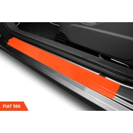 Luxshield Car Door Sill Protectors for Fiat 500 312 I 2008-2024 - Paint Protection Film for Car Kick Plates Panel Covers Carbon