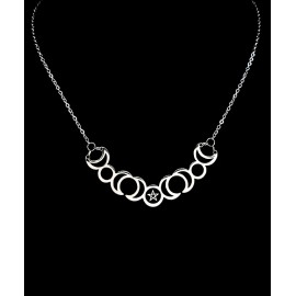 Fashion Jewelry WICCAN SUN MOON WITCH PAGAN Pendant on 22" 925 Plated Sterling Silver Necklace