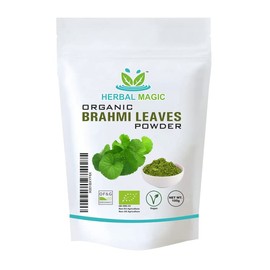 Herbal Magic’s Organic Brahmi (Bacopa Monnieri) Leaf Powder Natural Hair Face Mask - Prized Herb in Ayurveda - Sparkle Your Smoothies, Baking of&G UK Organic Certified -100g