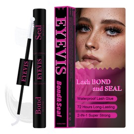 Lash Cluster Glue 2-in-1 Lash Bond and Seal Waterproof Lash Clusters Glue for Eyelash Clusters 72H Super Hold Long-Lasting Lash Extension Bond for DIY at Home(White,10ML)