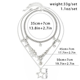 YIYUGEY ㅤY2k Star Pendant Necklace Temperament Summer Jewelry Silver-Plated Chain For Women Design Fashion Trend Hip Hop Spice Style Jewelry Woman Holiday Pearl Clavicle Chain