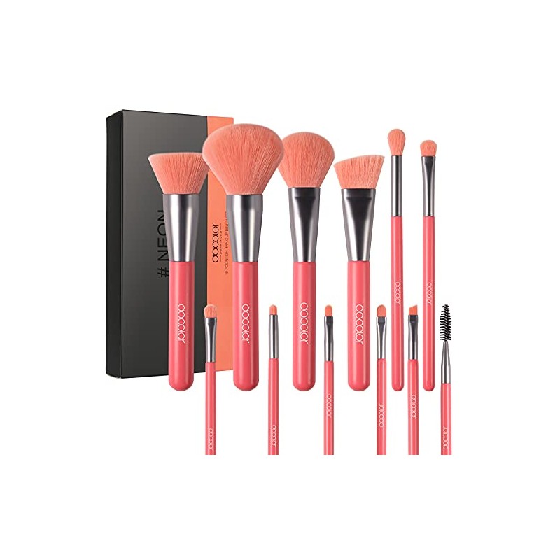 Docolor - Juego de 10 brochas de maquillaje, Melocotón neón