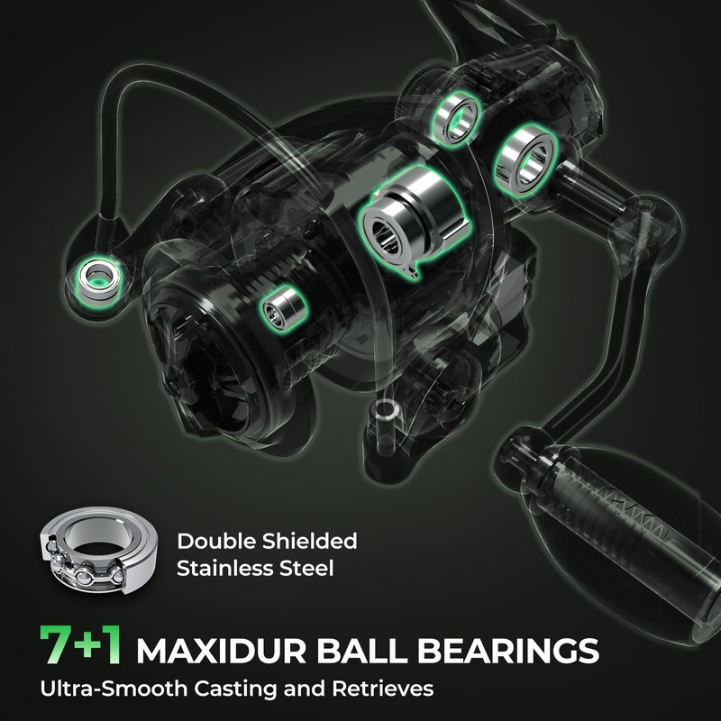 KastKing Spartacus II Spinning Fishing Reel Combo,6'8" ML,2000 Reel