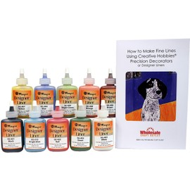 Mayco Designer Liner Ceramic Glaze Writers - 1.25 Ounce Each, Kit of All 10 Colors Plus Free Instructional Booklet