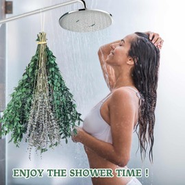 Dried Eucalyptus Stems with Lavender Flowers Bundle for Shower, 17'' Natural Fresh Eucalyptus Leaves Branches Hanging Dried Lavender Shower Plant for SPA Home Fragrance Bathroom Wall Table Vase Decor