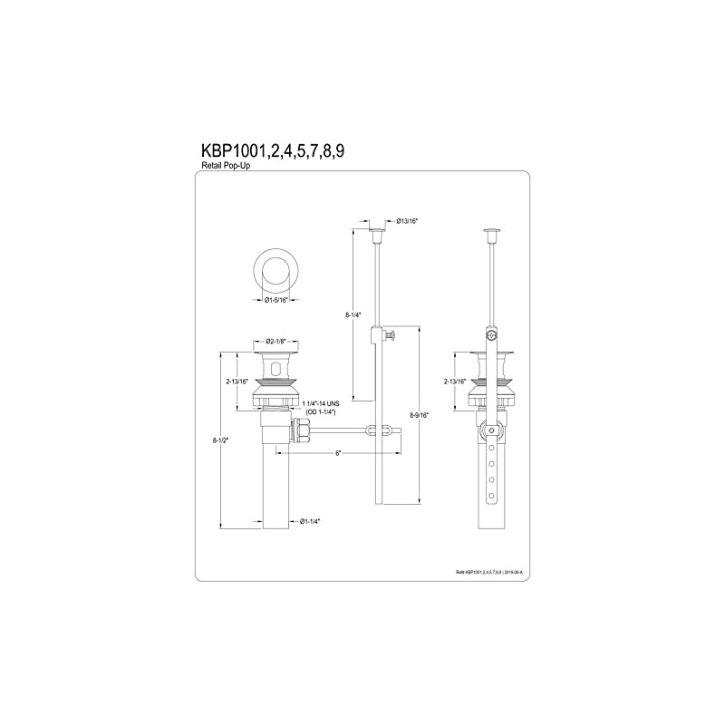 Kingston Brass KBP1001 Plastic Pop-Up Drain with Overflow, Polished Chrome