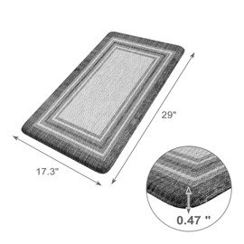 KIMODE Anti Fatigue Kitchen Mat, 17.3"x29" Cushioned Kitchen Rug, Non Slip Waterproof Kitchen Floor Mat, Farmhouse Comfort Standing Mat for Laundry, Office, Sink, Desk Grey