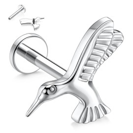 hengkaixuan 16G G23 Titanium Flat Back Labret Studs Internal Thread Lip Studs Tragus Piercing Monroe Medusa Lip Piercing Silver Lobe Cartilage Conch Earring Jewellery 6 8 10 mm, Metal