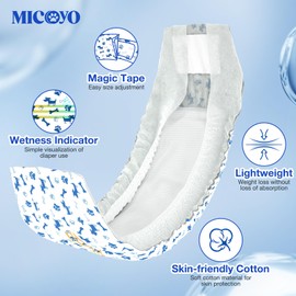 MICOOYO Dog Diapers Male Disposable | Super Absorbent Male Dog Wraps | Ligher Male Dog Diapers | Leakproof Puppy Diapers Male Doggie Diapers with Wetness Indicator (M, 50Counts)