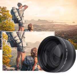 High Definition 2X Telephoto Lens, 58MM Camera Teleconverter with 62mm Front Thread for Lens Filters, 2 Times Magnification Lens Distant Scenery Photography