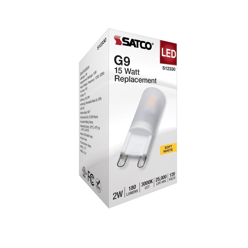 Satco S12330-2 Watt T4 LED Bulb, G9 Base, Frost Finish,