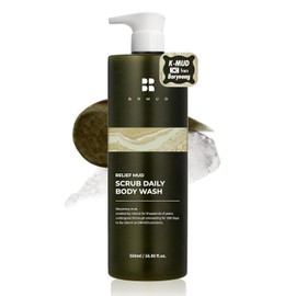 RELIEF Mud SCRUB - Lavado corporal diario | Gel exfoliante suave con polvo de barro para piel propensa a brotes, gel de ducha coreano, exfoliante de baño para todo tipo de piel (16.9 onzas líquidas)