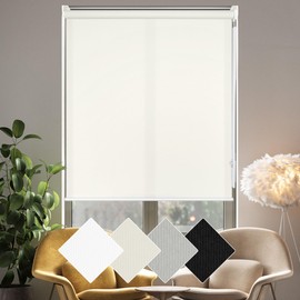 Homebox 50% Blackout Light Filtering Blinds for Windows,Room Darkening Roller Shades Roll up and Pull Down Blind Shades for Home Office 34" W×72" H Milk White