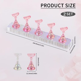 2 Sets Nagel Stander für Press on Nails Display, Magnetischer Nagel Übungs Halter, Acryl Nagelspitzen Display Ständer mit 96 Stück wiederverwendbarem Klebebefestigung, für Fingernagel DIY