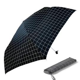Men's Folding Umbrella, Large, Ribs, 27.6 inches (70 cm), Diameter 47.2 inches (120 cm), Lightweight, Hand Opened, Thin, Flat Storage, Compact, Stylish, Lattice Pattern, Lightweight, Alum/Fiberglass,
