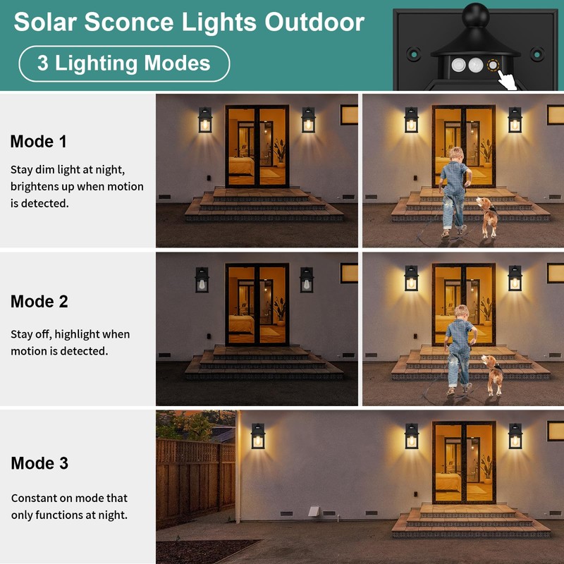 AEQ Solar Porch Lights Outdoor, Solar Sconce Lights Outdoor with