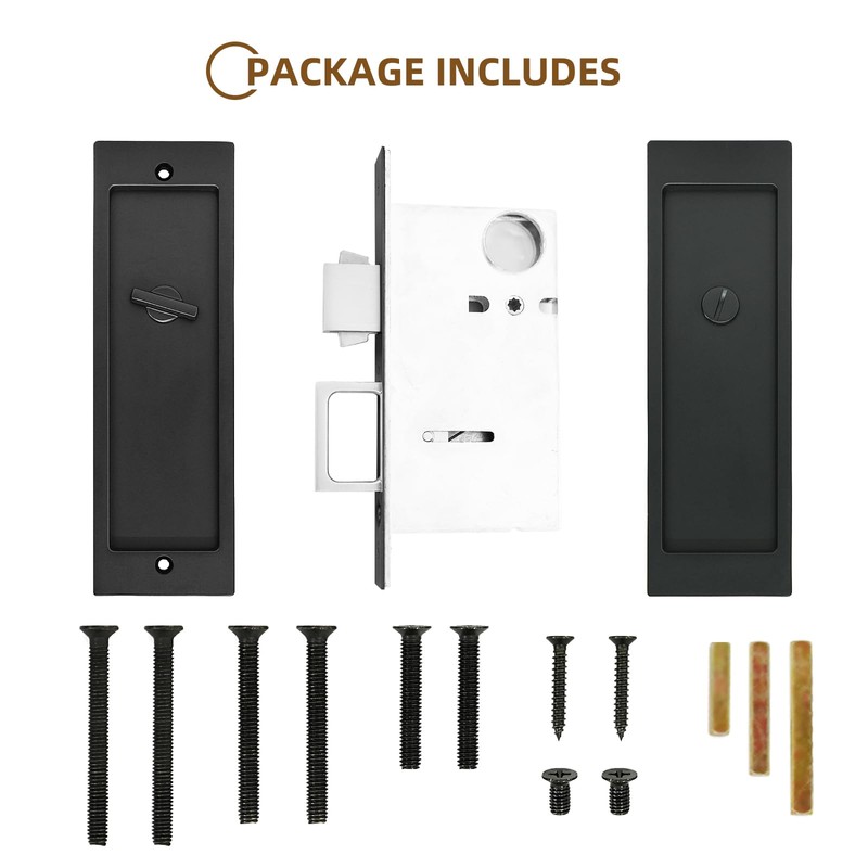 LWZH Privacy Pocket Door Lock Hardware, Hidden Handles, Privacy Pocket