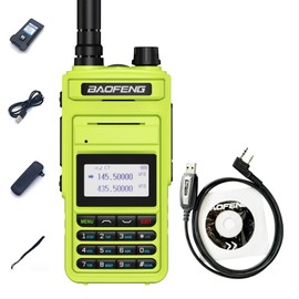 BAOFENG P15UV USB-C Two Way Radio Long Range 5W Dual Band Waterproof Walkie Talkie for Adult Upgrade of UV-13 Plus Green with Programming Cable