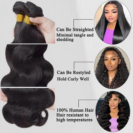 12A Body Wave Bundles Human Hair 18 20 22Inch Brazilian Human Hair 3 Bundles Human Hair Extensions for women Natural Black