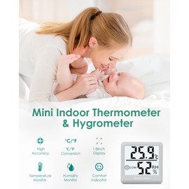 hoyiours Digital Room Thermometer, 3 Pieces Room Temperature Monitor and Humidity Meter, Room Thermometer Hygrometer, Grey