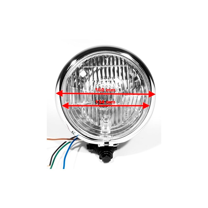 5¾ Inch H4 Headlight Black Chrome Bates Style with Parking