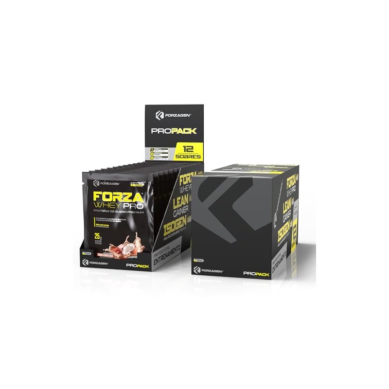 Forzagen ProPack Protein Proteínas Whey-Iso-Gainer 12 Sobres Variedad de Sabores