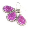 SILVER Vintage Style Pink Red Rainbow Titanium Druzy Teardrop Pendant
