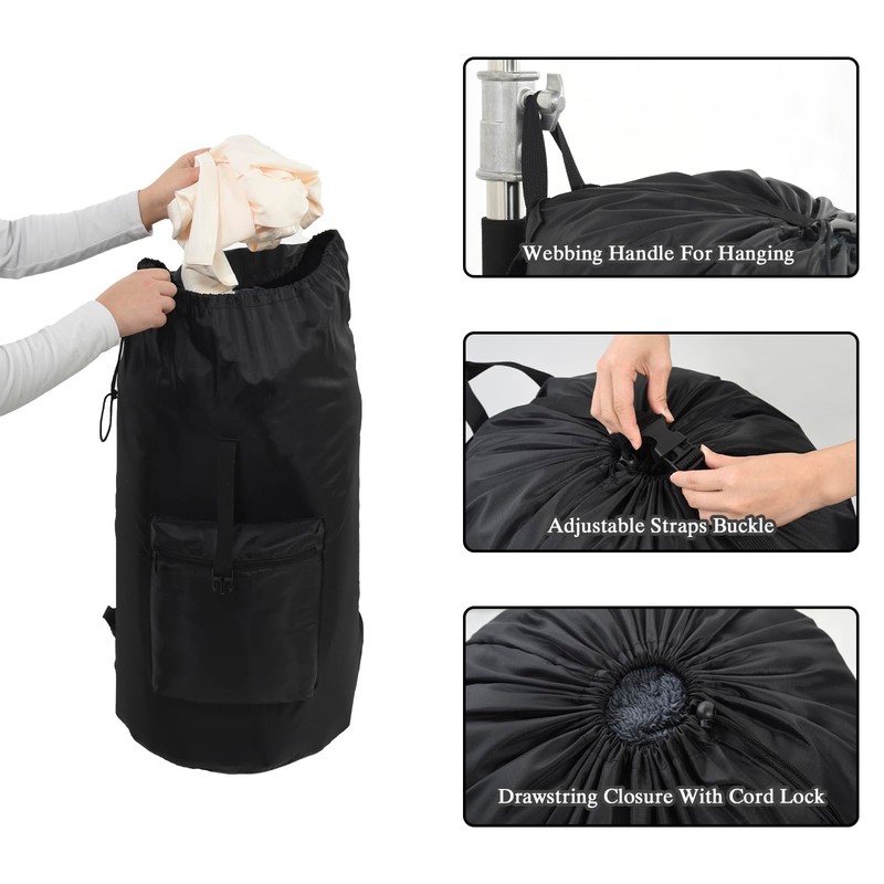 OTraki Laundry Bag Backpack, Large Travel Laundry Bags with Adjustable