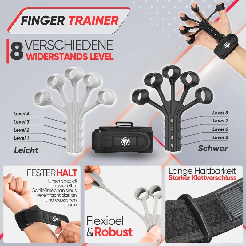FUNFLEX Hand Trainer, Finger Trainer, Adjustable Grip Strength Trainer Set,
