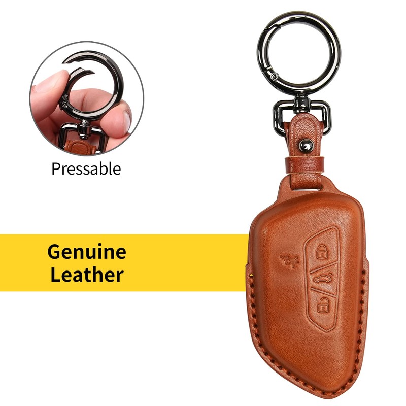 Tukellen for Volkswagen Leather Key Fob Cover Compatible with VW