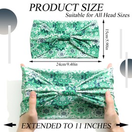 SAWINDA Boho Headbands for Women Floral Pattern Wide Head Bands Stretchy Non Slip Hair Bands for Women's Hair African Cloth Bandanas for Women Yoga Workout Head Wraps Accessories 4 Pack