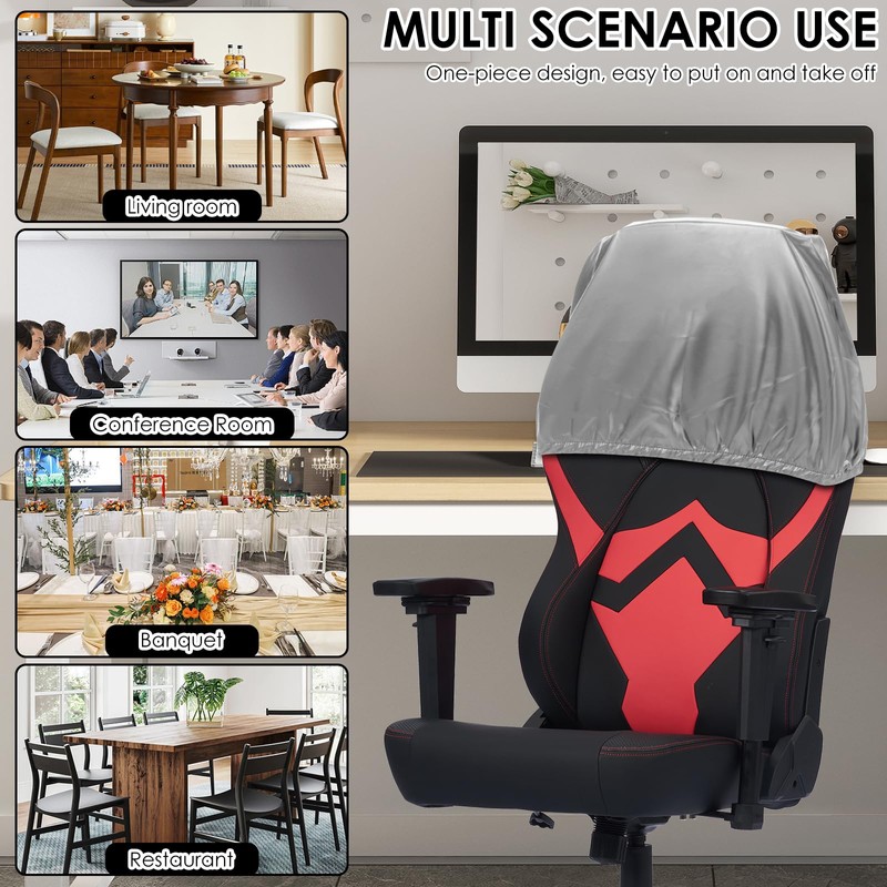 4Pcs Dining Chair Back Covers Stretch PU Kitchen Chair Protectors