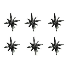 Set of 6 Antique Silver Cast Iron Mid-Century Modern Starburst Drawer Pulls and Cabinet Knobs, 2.75 Inches High - Vintage Charm for MCM Furniture and Decor